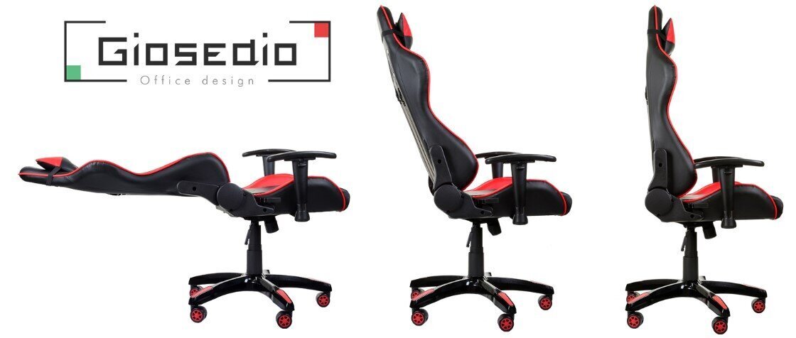 Spēļu krēsls Giosedio GSA041, melns sarkans cena un informācija | Biroja krēsli | 220.lv
