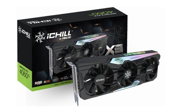 Inno3D GeForce RTX 4060 Ti iChill X3 (C406T3-08D6X-17113389) цена и информация | Videokartes (GPU) | 220.lv