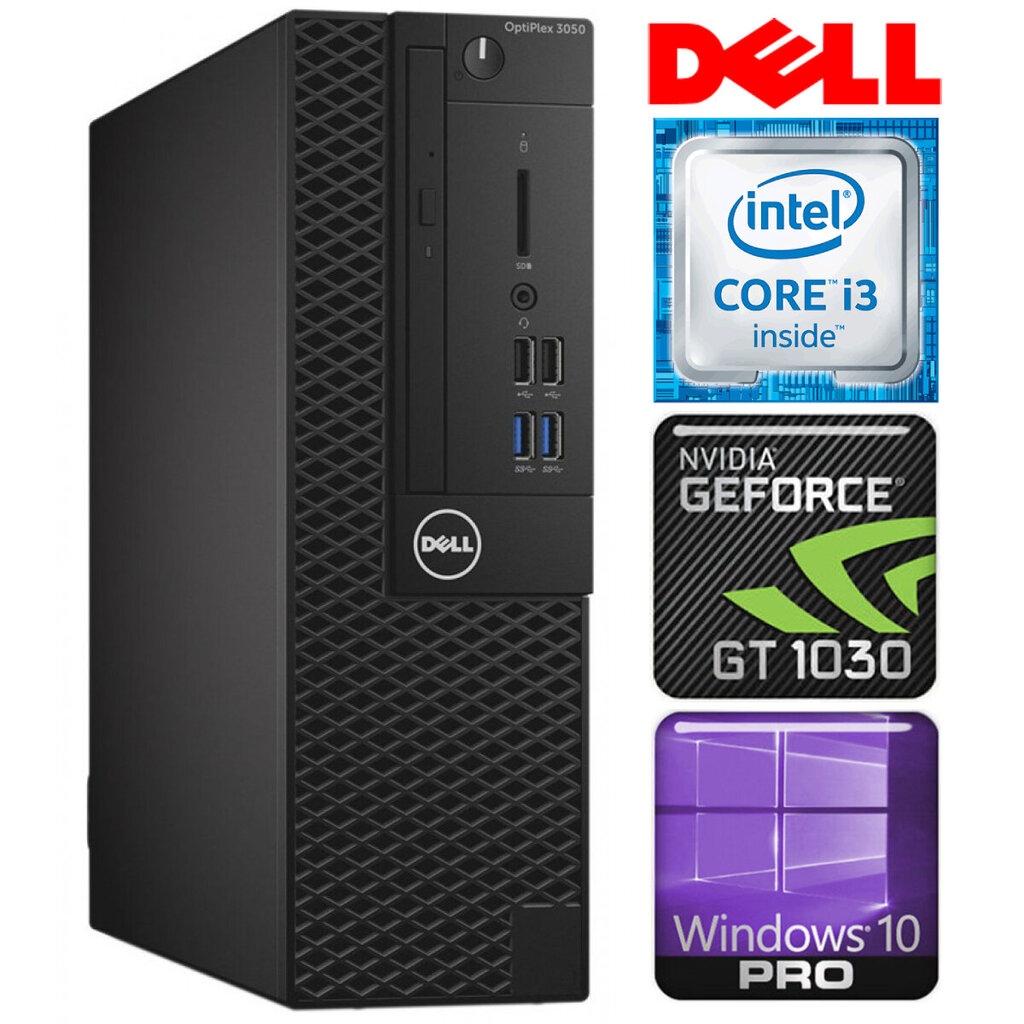 Компьютер DELL 3050 SFF i3-7100 8GB 128SSD M.2 NVME GT1030 2GB WIN10Pro  цена | 220.lv