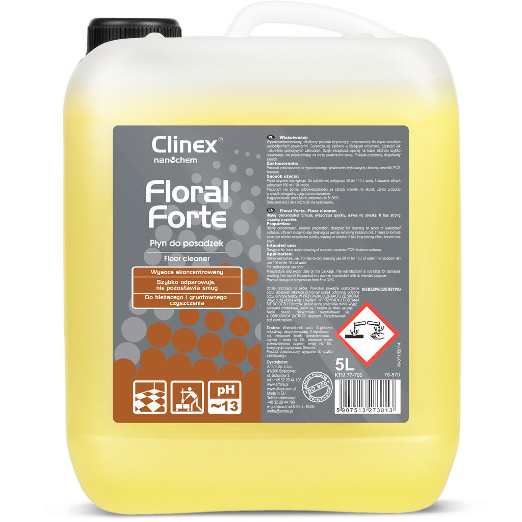 CLINEX Floral Forte 5L grīdu tīrīšanas un kopšanas šķidruma koncentrāts cena un informācija | Tīrīšanas līdzekļi | 220.lv
