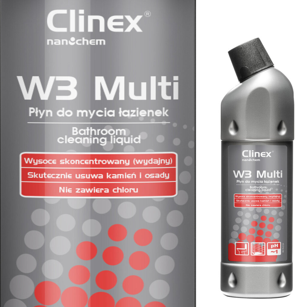 CLINEX W3 Multi 1L ir lielisks šķidrums vannas istabu un sanitāro ierīču mazgāšanai цена и информация | Tīrīšanas līdzekļi | 220.lv