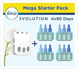 FeBreze 3Volution aromāta spraudnis (80 ml) tīrs svaigums, startera komplekts, istabas aromāts un gaisa atsvaidzinātājs (4 x 20 ml) cena un informācija | Gaisa atsvaidzinātāji | 220.lv