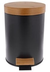 Tērauda atkritumu maiss. melns, ar bambusa vāku - 3 litri цена и информация | Мусорные баки | 220.lv