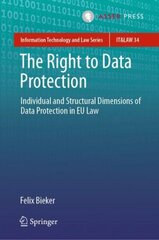 Right to Data Protection: Individual and Structural Dimensions of Data Protection in EU Law 1st ed. 2022 cena un informācija | Ekonomikas grāmatas | 220.lv