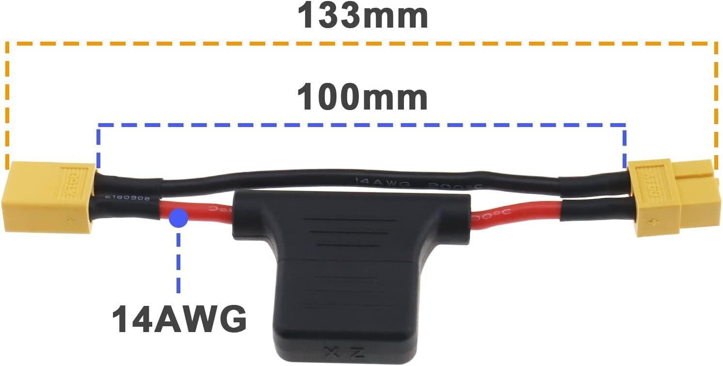 XT60 pagarinājuma vīriešu uz sieviešu ar 30A drošinātāju, 2 gabali цена и информация | Akumulatoru lādētāji | 220.lv