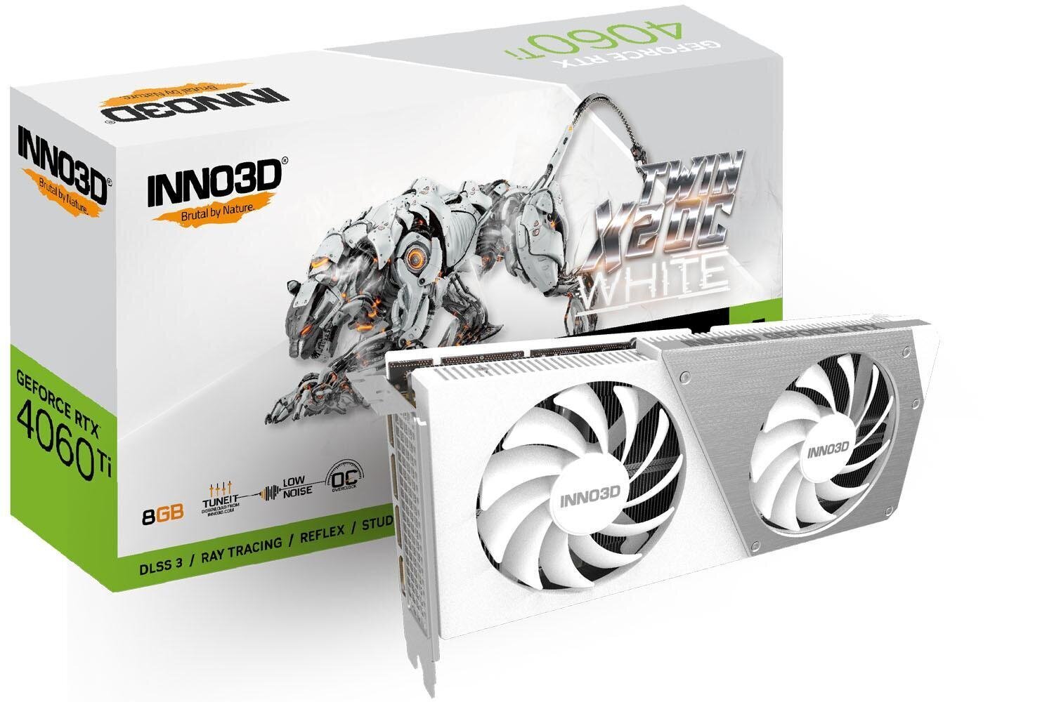 Видеокарта Inno3D GeForce RTX 4060 Ti 8GB Twin X2 OC White  (N406T2-08D6X-171153W) цена | 220.lv