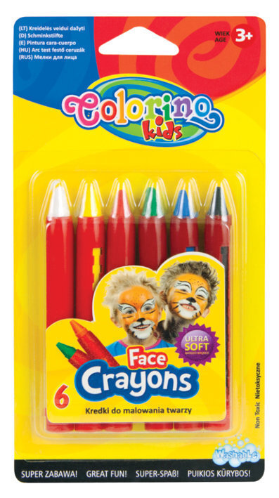 Krītiņi sejas izrotāšanai Colorino Kids, 6 krāsas cena un informācija | Modelēšanas un zīmēšanas piederumi | 220.lv