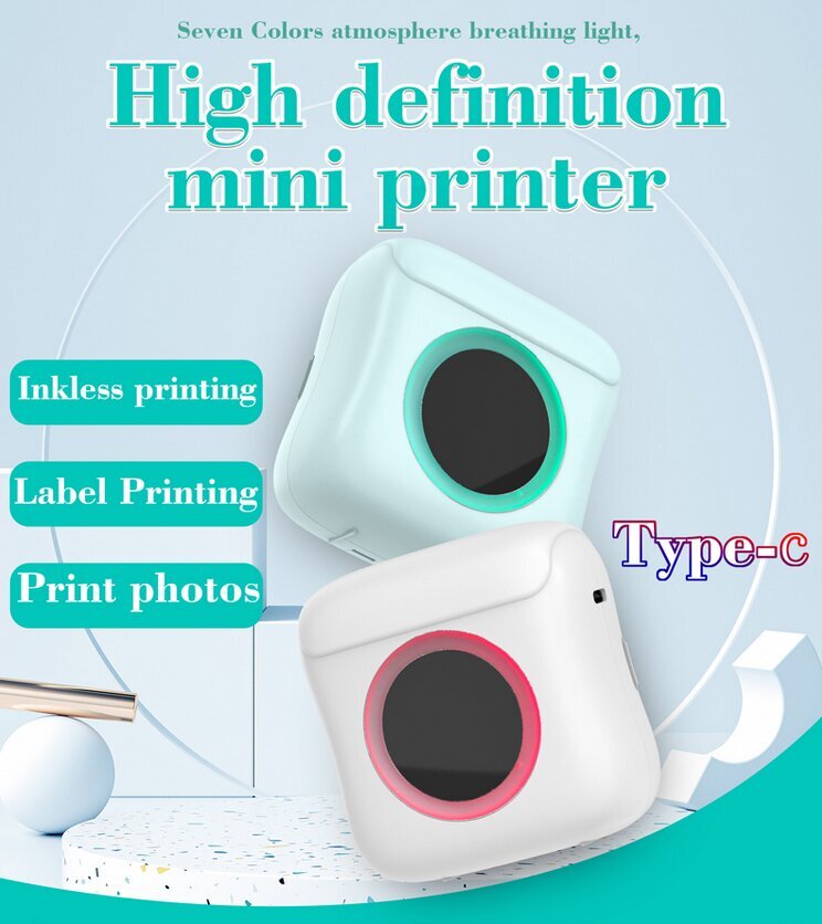 Pārnēsājams termiskais mini printeris cena un informācija | Printeri un daudzfunkcionālās ierīces | 220.lv