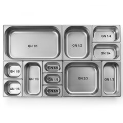 GN 2/3 konteiners, augstums 40 mm, nerūsējošais tērauds - Hendi 800218 цена и информация | Посуда для хранения еды | 220.lv