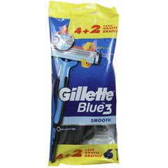Vienreizējās lietošanas skuveklis Gillette Blue 3, 6 gab. cena un informācija | Skūšanās piederumi, kosmētika | 220.lv