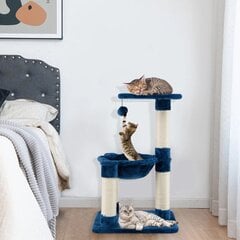 Daudzlīmeņu kaķu skrāpēšanas stabs ar šūpuļtīklu 64 cm, Costway cena un informācija | Kaķu mājas, nagu asināmie | 220.lv