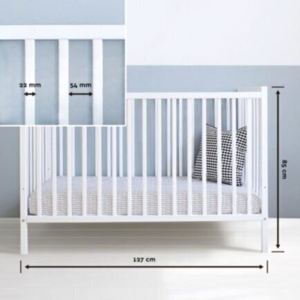 Bērnu gultiņa Woodie Dream, balta cena un informācija | Zīdaiņu gultas | 220.lv