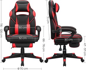 Spēļu krēsls Songmics OBG73BRV1, melns/sarkans cena un informācija | Biroja krēsli | 220.lv