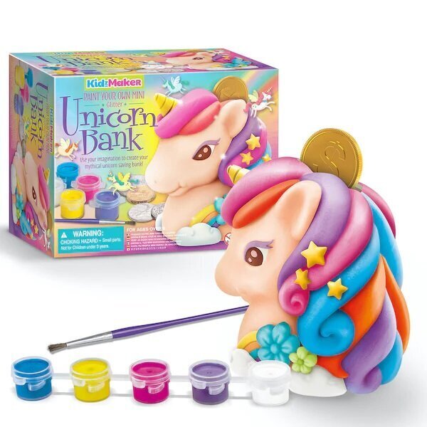 Krāsojiet savu Mini Glitter Unicorn Bank, 4M cena un informācija | Attīstošās rotaļlietas | 220.lv