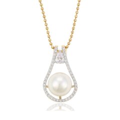 Apzeltīts elegants kulons ar mirdzošu cirkonu un pērli I-Style cena un informācija | Kaklarotas | 220.lv