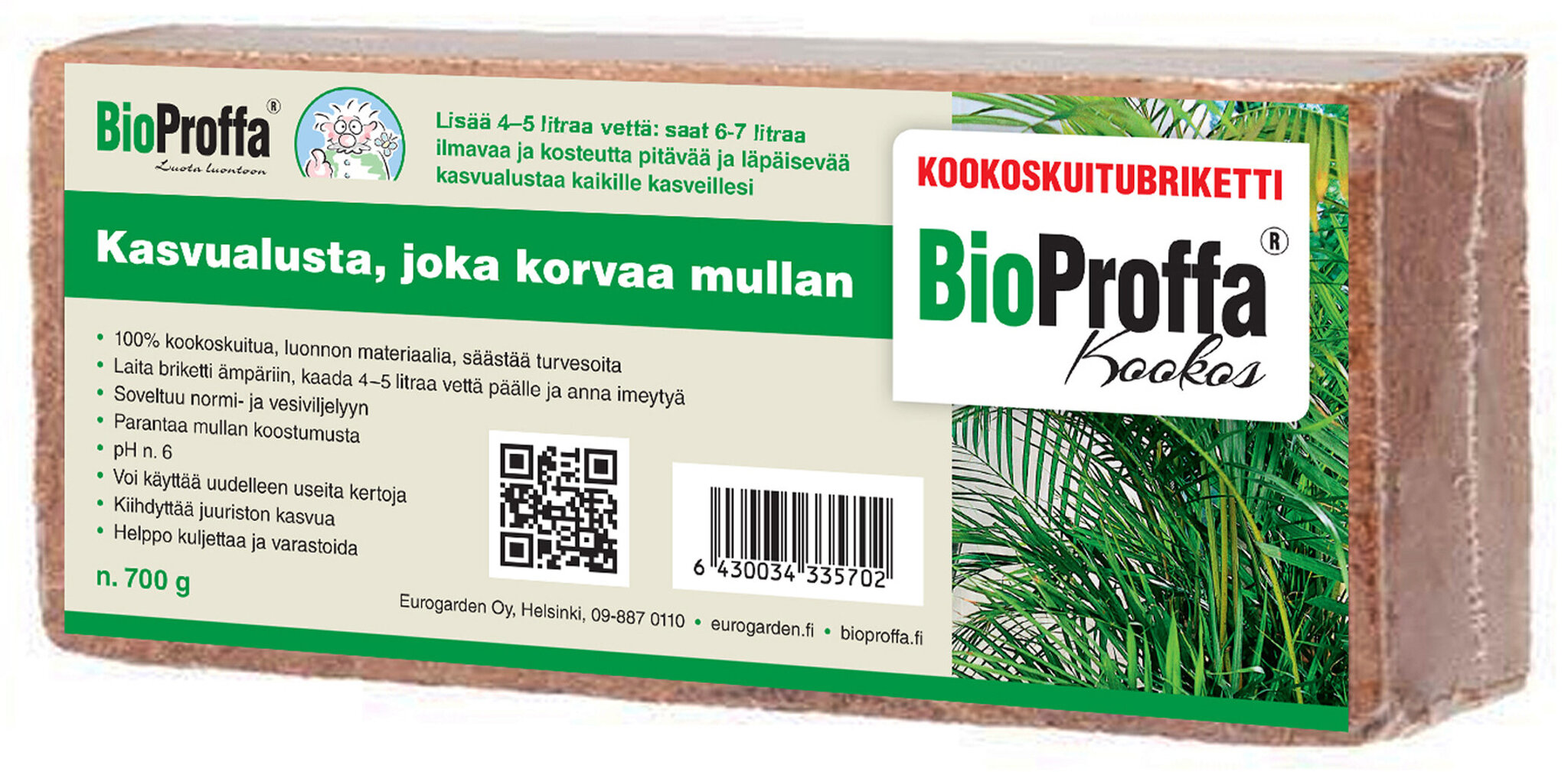 Sasmalcināta kokosriekstu šķiedra augšanas substrātam, BioProffa, 24 gab., x 650 g (apm. 150 l) cena un informācija | Grunts, zeme, kūdra, komposts | 220.lv