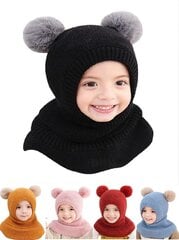 Bērnu adīta ziemas cepure ar vilnas oderējumu, melna cena un informācija | Cepures, cimdi, šalles zēniem | 220.lv