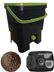 Kompostētājs virtuvei Bokashi, 16 l, melns zaļš cena un informācija | Komposta kastes un āra konteineri | 220.lv