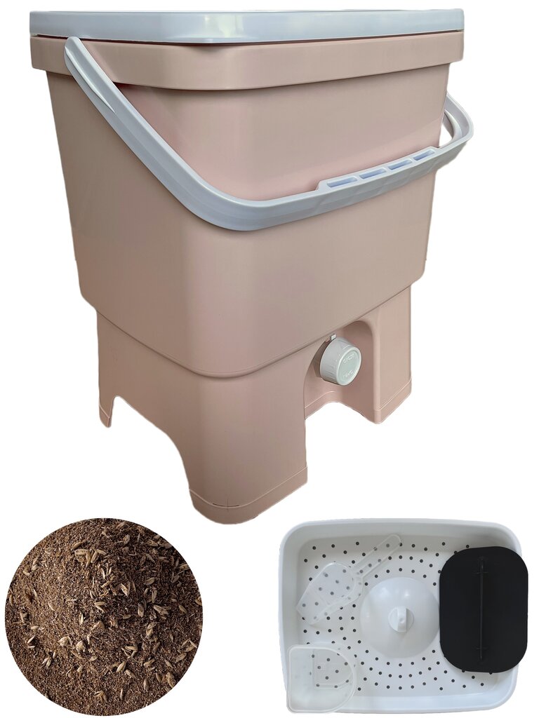 Kompostētājs virtuvei Bokashi, 16 l, rozā/balts cena un informācija | Komposta kastes un āra konteineri | 220.lv