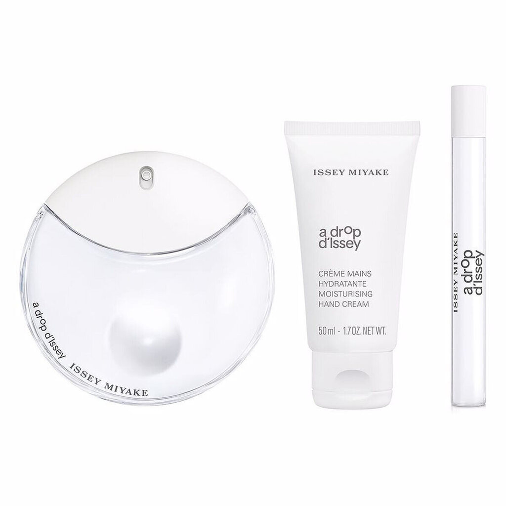 Komplekts Issey Miyake A Drop D´Issey sievietēm: parfimērijas ūdens EDP, 90 ml + 10 ml + roku krēms, 50 ml cena un informācija | Sieviešu smaržas | 220.lv