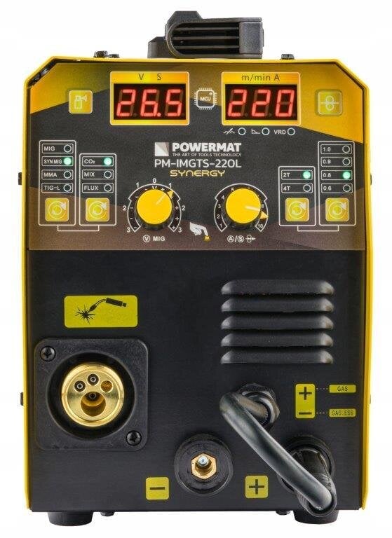Metināšanas invertors Powermat 220A MIG/MAG/MMA/TIG Synergy FLUX цена и информация | Metināšanas iekārtas, lodāmuri | 220.lv