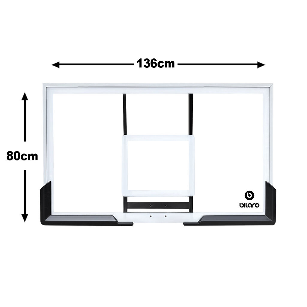 Basketbola dēlis Bilaro, 136x80cm cena un informācija | Basketbola grozi | 220.lv