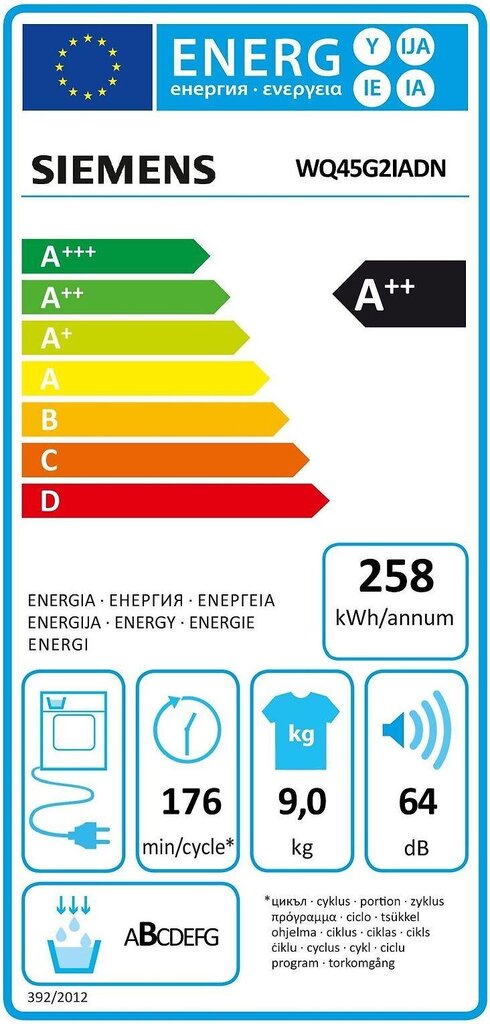 Siemens WQ45G2IADN iQ500 цена и информация | Veļas žāvētāji | 220.lv