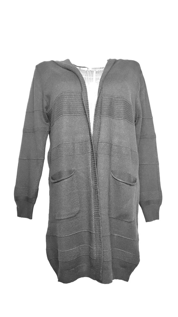 Kardigans sievietēm ar kapuci un kabatām, pelēks cena un informācija | Sieviešu džemperi | 220.lv