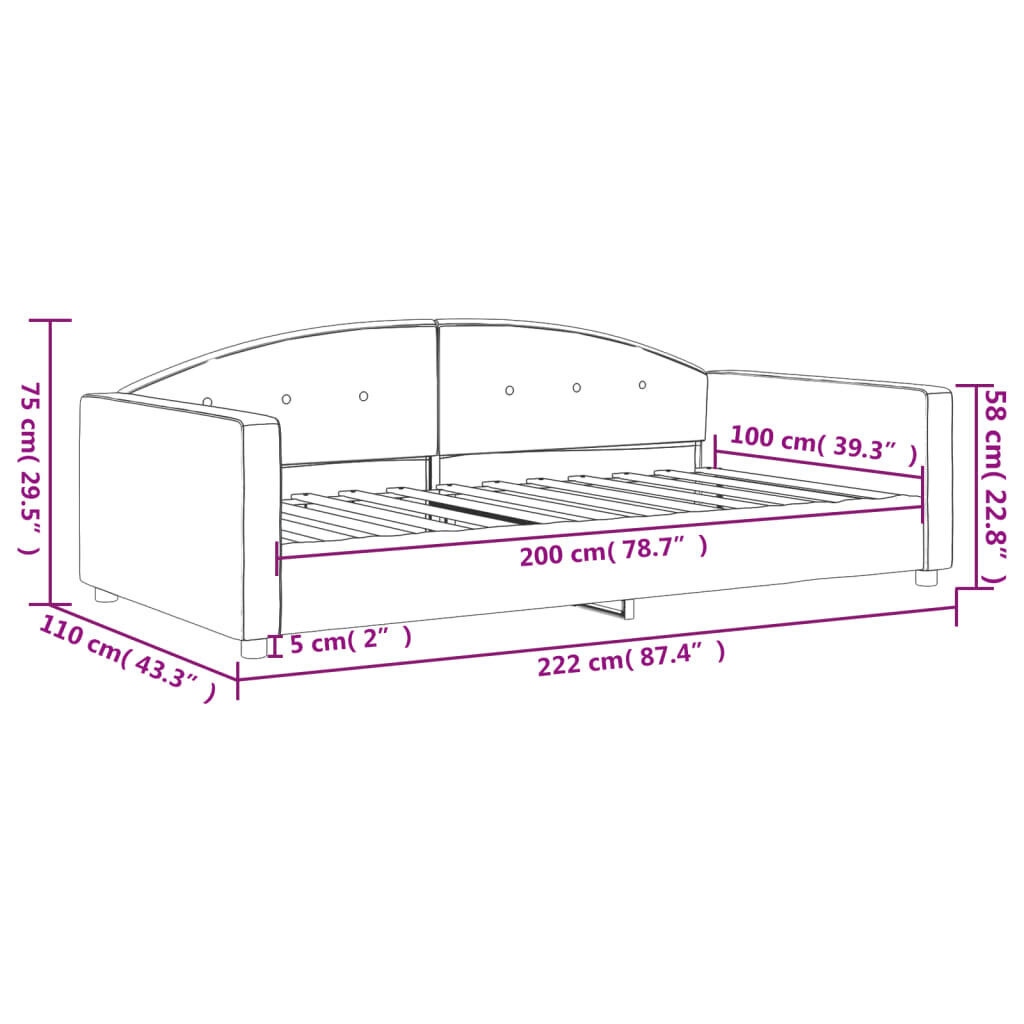 Dīvāngulta vidaXL, 100x200 cm, dzeltena cena un informācija | Gultas | 220.lv