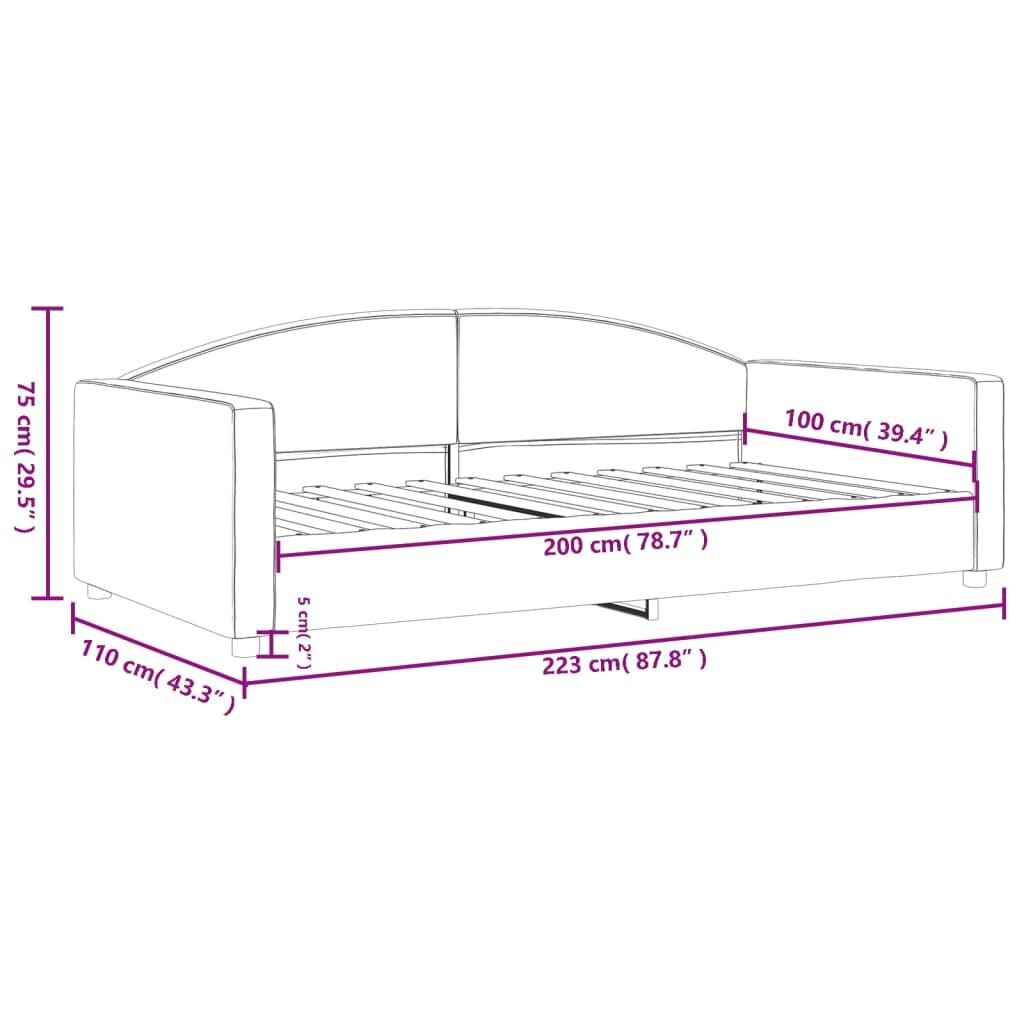 Dīvāngulta vidaXL, 100x200 cm, gaiši pelēka cena un informācija | Gultas | 220.lv