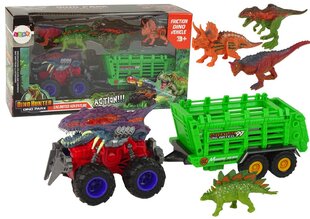 Dinozauru apvidus automobilis ar piederumiem, sarkans un violets cena un informācija | Rotaļlietas zēniem | 220.lv