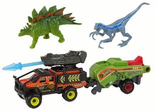 SUV un dinozauru figūriņu komplekts ar piekabi, sarkans cena un informācija | Rotaļlietas zēniem | 220.lv