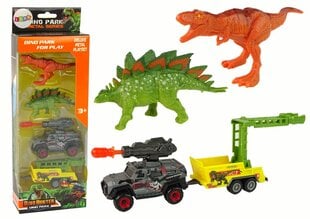 SUV un dinozauru figūriņu komplekts ar piekabi, pelēks cena un informācija | Rotaļlietas zēniem | 220.lv