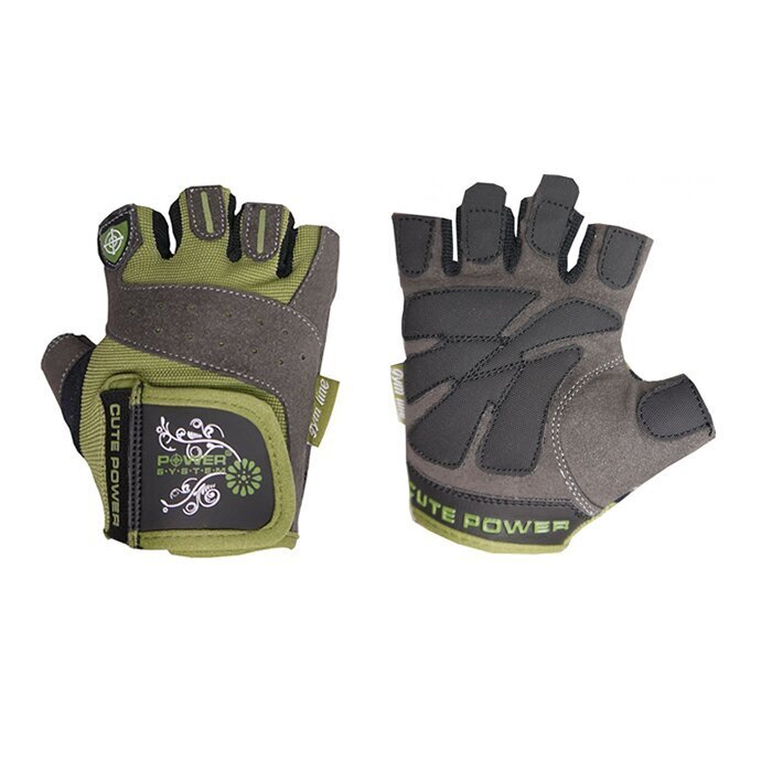 Treniņu cimdi Power System Gloves Cute Power, M, zaļa/pelēka cena un informācija | Sporta cimdi | 220.lv