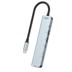 XO HUB008 Hub адаптер USB-C на Hdmi 4K 30Hz / SD & Micro SD / USB 3.0 / USB 2.0 / 2x USB-C PD 100W цена и информация | Адаптеры и USB разветвители | 220.lv