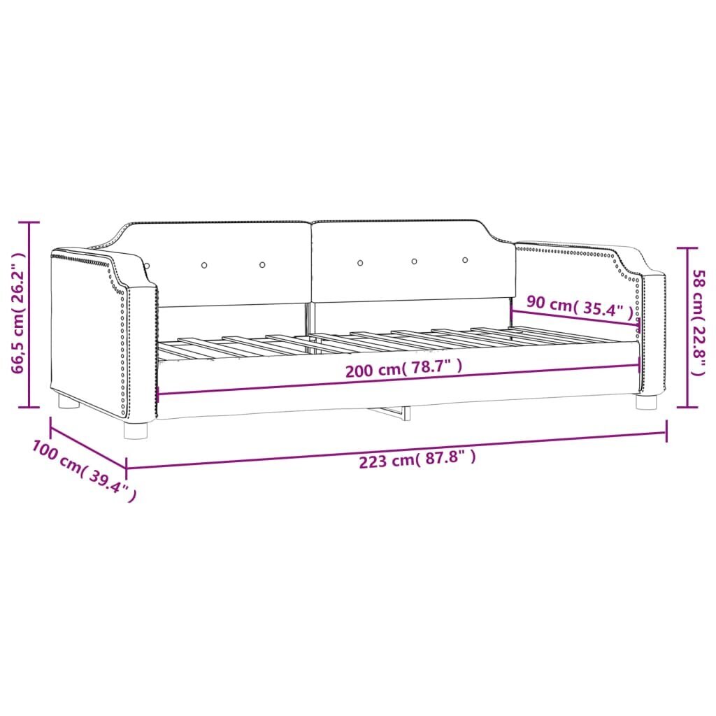 Dīvāngulta vidaXL, 90x200 cm, gaiši pelēka cena un informācija | Gultas | 220.lv