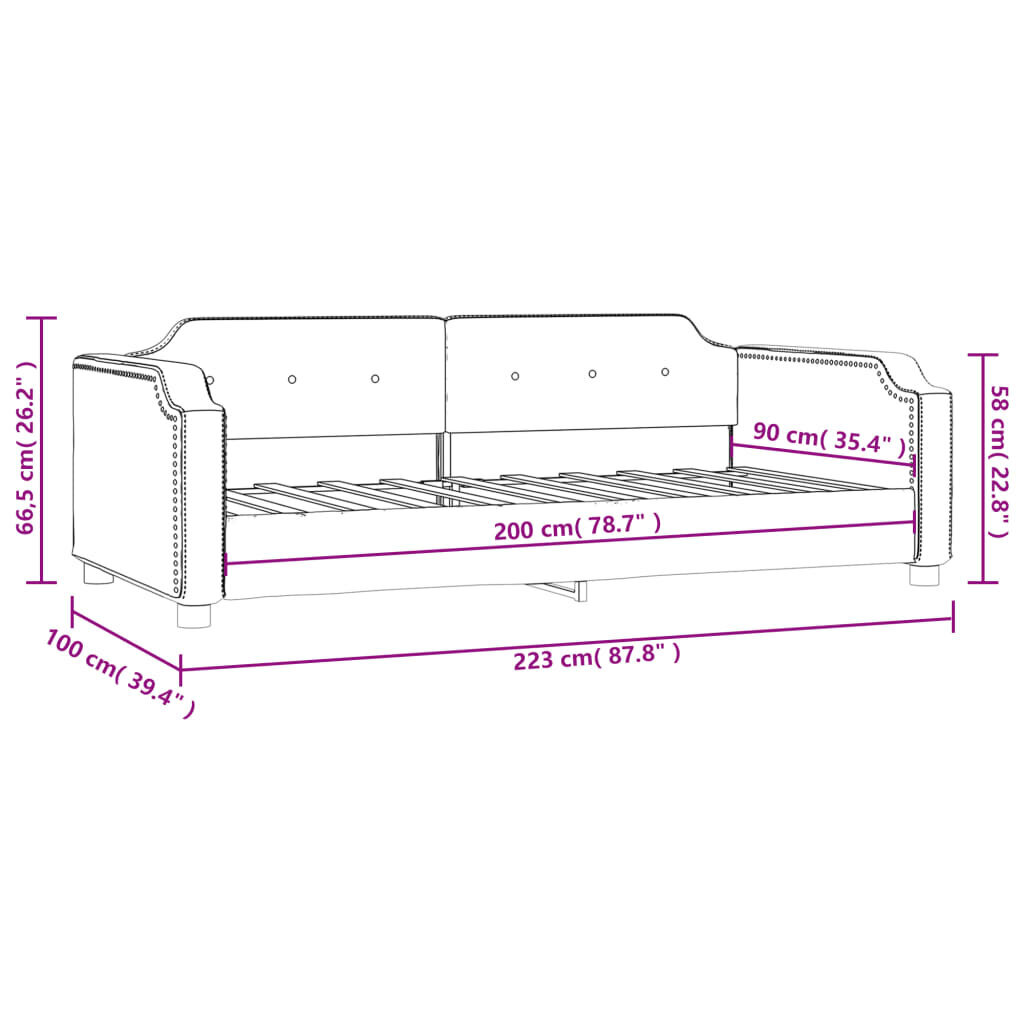 Dīvāngulta vidaXL, 90x200 cm, tumši pelēka cena un informācija | Gultas | 220.lv