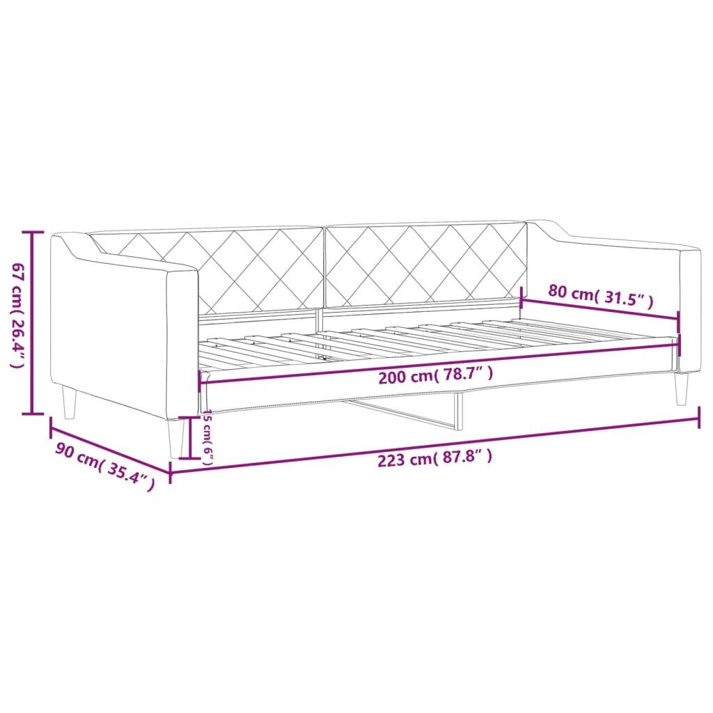 Dienas gulta vidaXL, 80x200 cm, pelēkbrūna cena un informācija | Gultas | 220.lv