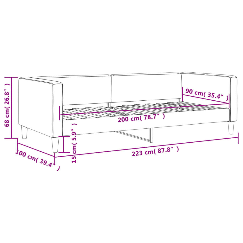 Dīvāngulta vidaXL, 90x200 cm, tumši pelēka cena un informācija | Gultas | 220.lv