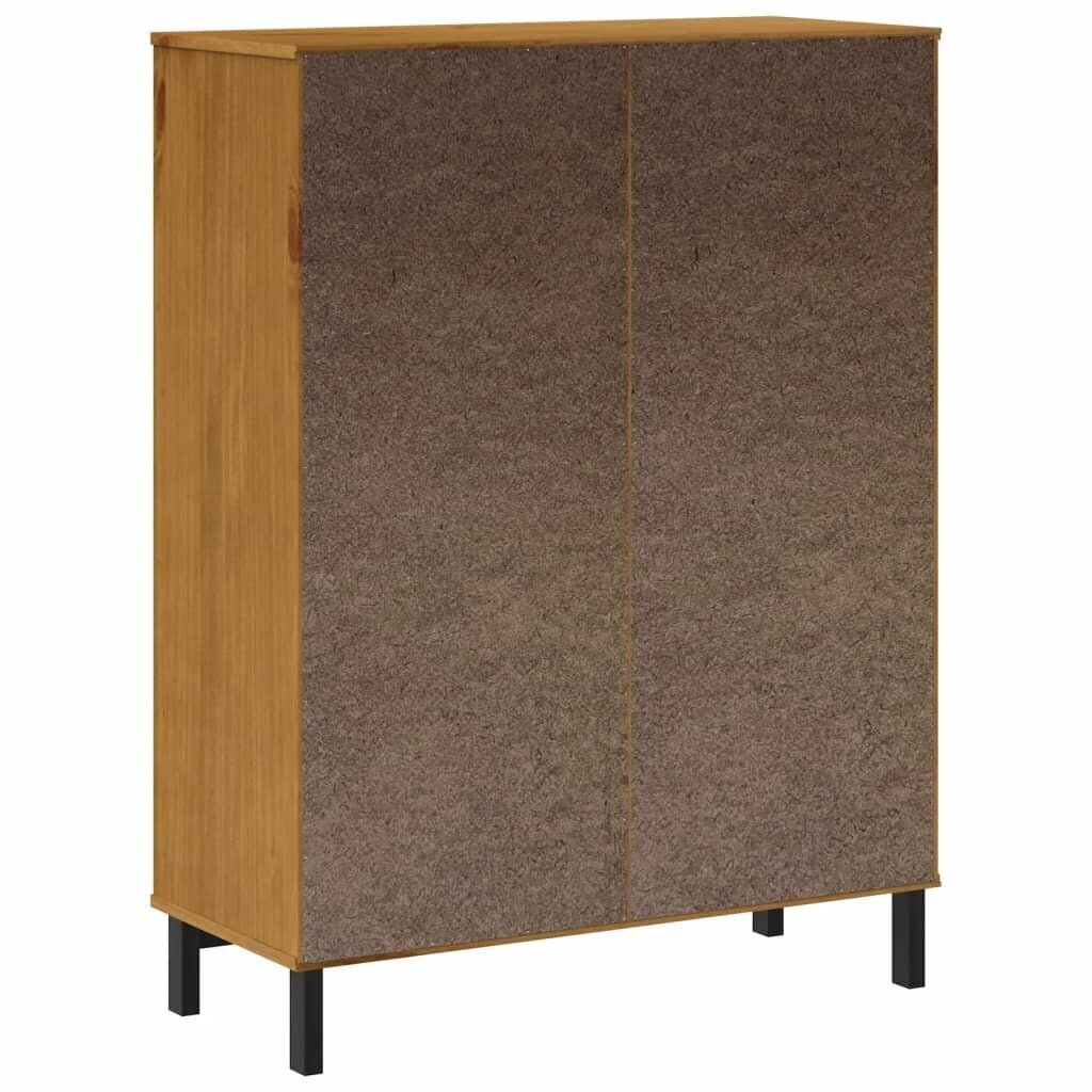 Kumode ar stikla durvīm vidaXL Flam, 92x40x122,5 cm, priede cena un informācija | Kumodes | 220.lv