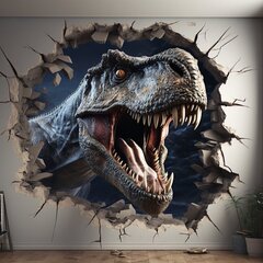 3D Uzlīme ar Dinozauriem uz Sienas - 130 x 130 cm cena un informācija | Dekoratīvās uzlīmes | 220.lv