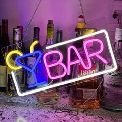 LED neona uzraksts "BAR", bārs, daudzkrāsains uzraksts, 42cmx25cm cena un informācija | Interjera priekšmeti | 220.lv