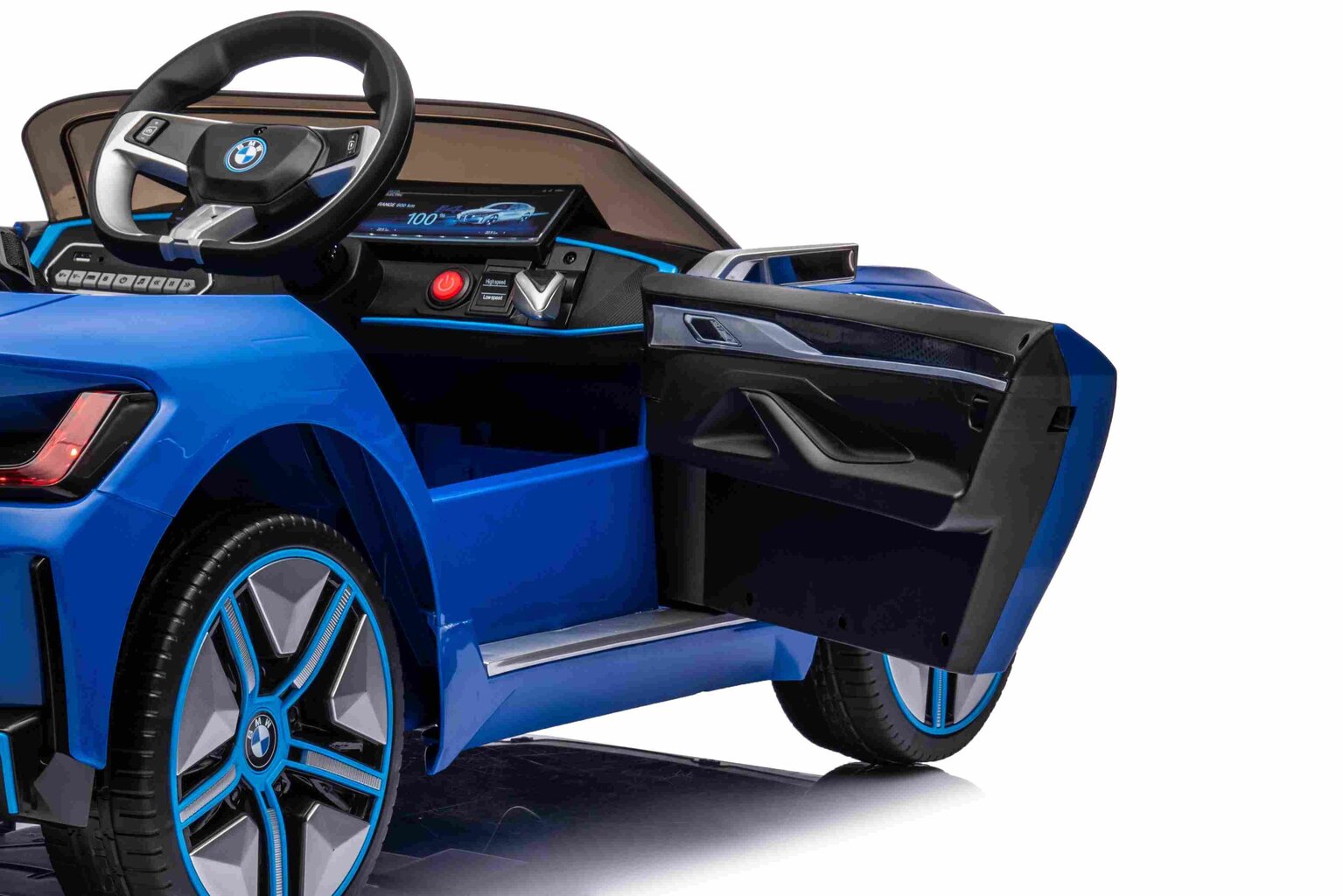 Radiovadāmā automašīna BMW I4, zila cena un informācija | Rotaļlietas zēniem | 220.lv