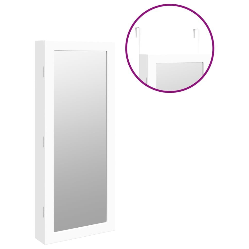 Sienas rotaslietu skapītis ar spoguli un LED vidaXL, balts cena un informācija | Spoguļi | 220.lv