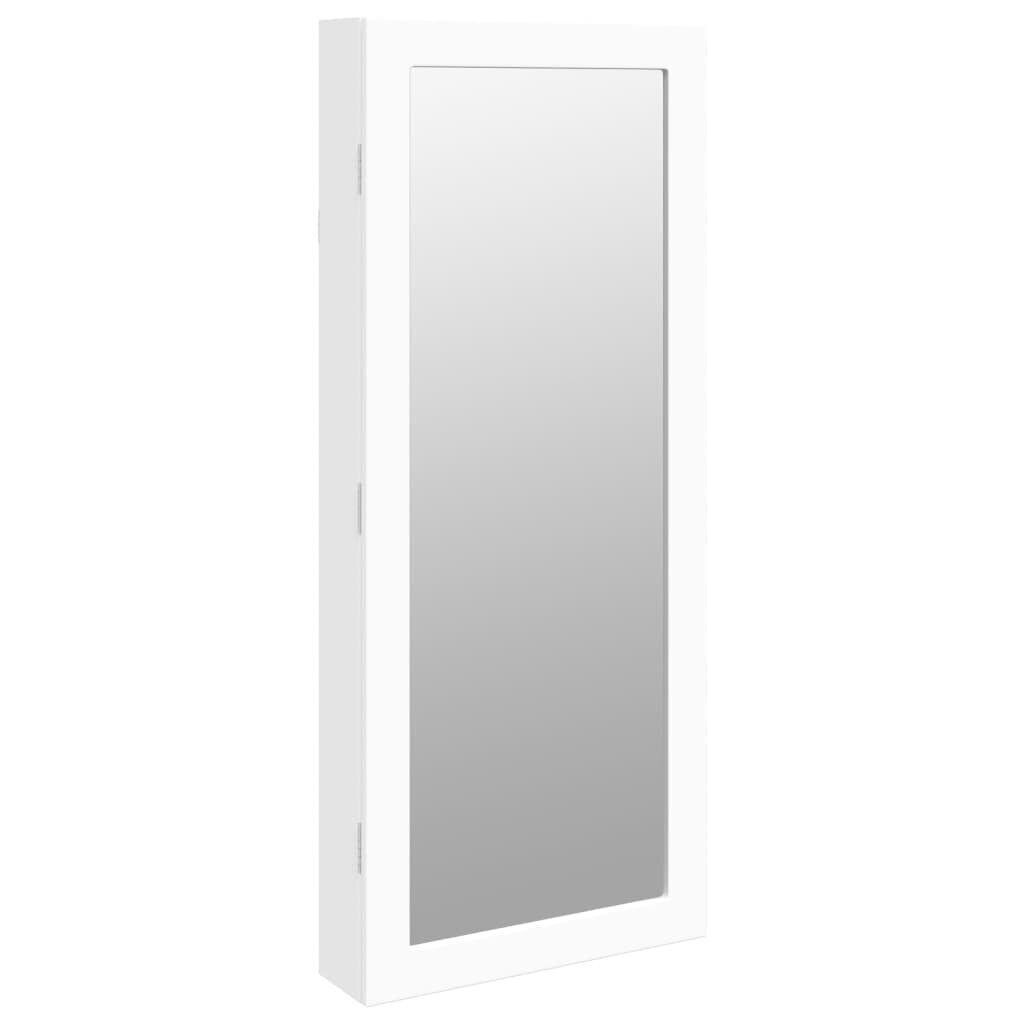 Sienas rotaslietu skapītis ar spoguli un LED vidaXL, balts цена и информация | Spoguļi | 220.lv