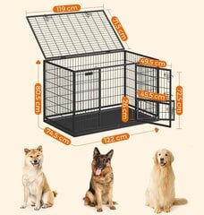 Клетка для собак с двумя дверцами Feandrea, 122 x 74,5 x 80 см, черная цена и информация | Переноски, сумки | 220.lv