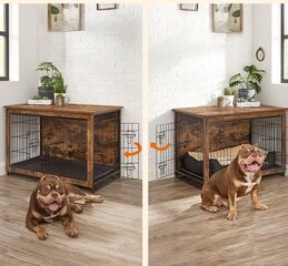 Клетка для собак с двумя дверцами Feandrea, 65 x 98 x 68 см, коричневый - черный цена и информация | Переноски, сумки | 220.lv