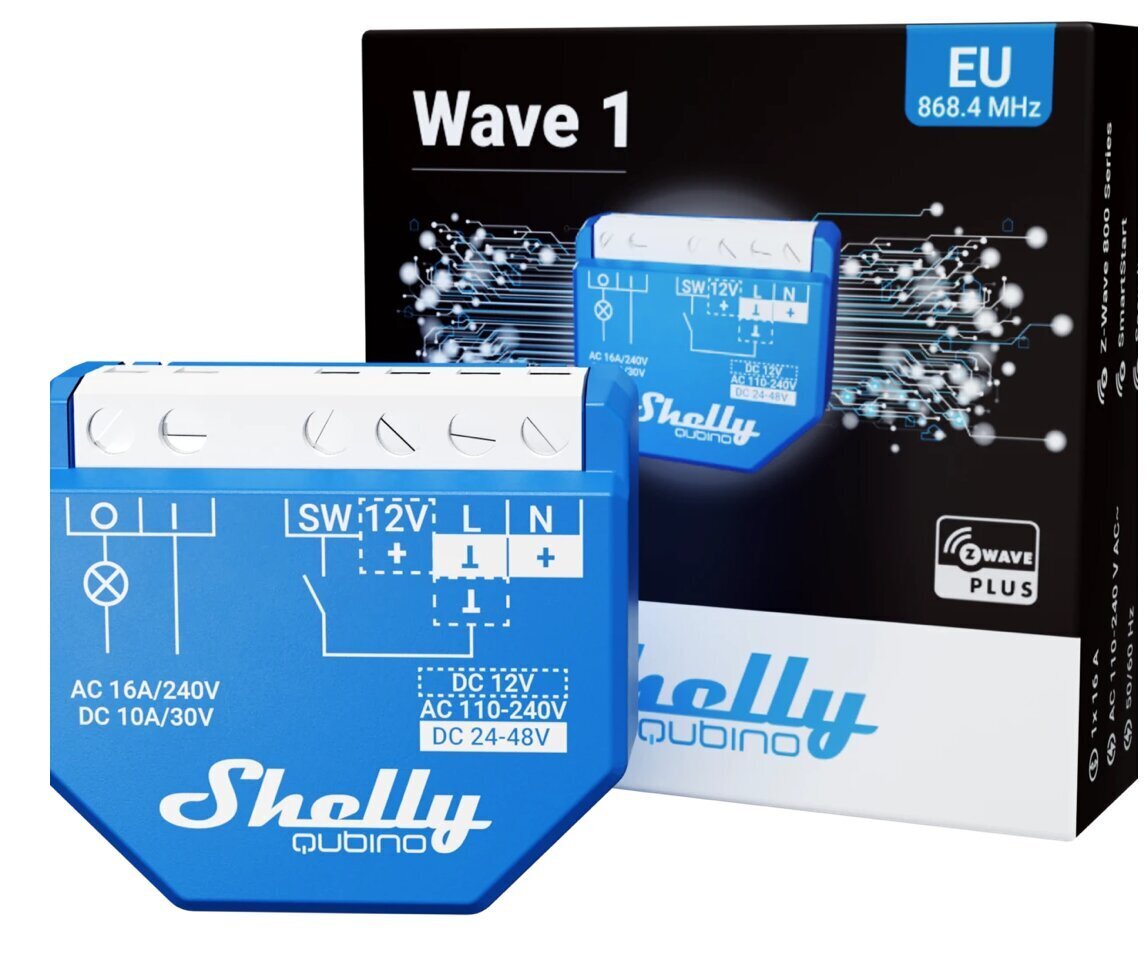 Viedais relejs Shelly Qubino Wave 1 cena un informācija | Drošības sistēmas, kontrolieri | 220.lv