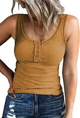 Женская майка EUDOLAH, овальный вырез, трикотажная, без рукавов, коричневая цена и информация | Женские блузки, рубашки | 220.lv