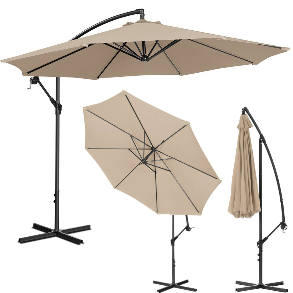 Dārza lietussargs, 300 cm, bēšs cena un informācija | Saulessargi, markīzes un statīvi | 220.lv